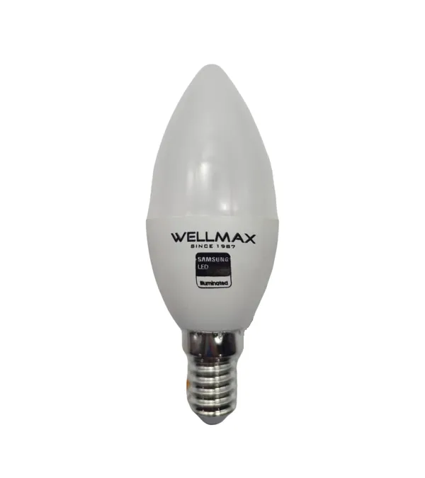 Bombillo Wellmax 6W Led Samsung Edison C37 E14 100-240 Luz Fria 25.000 Horas